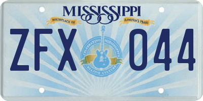 MS license plate ZFX044