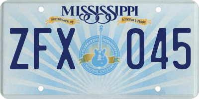MS license plate ZFX045