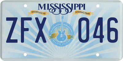 MS license plate ZFX046