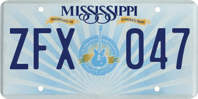 MS license plate ZFX047