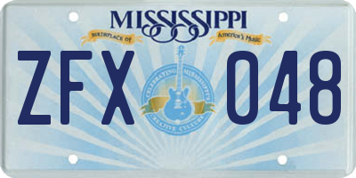 MS license plate ZFX048