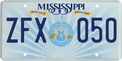 MS license plate ZFX050