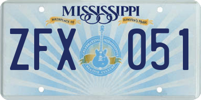 MS license plate ZFX051