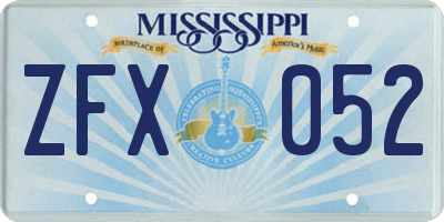 MS license plate ZFX052