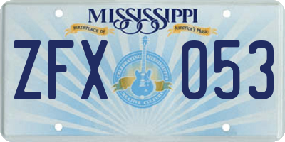 MS license plate ZFX053