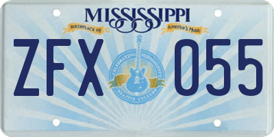 MS license plate ZFX055