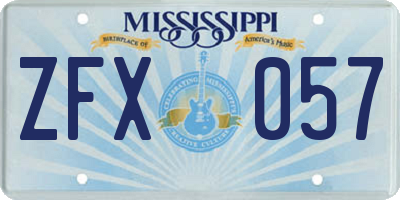 MS license plate ZFX057
