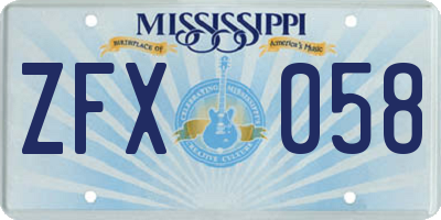 MS license plate ZFX058