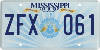 MS license plate ZFX061