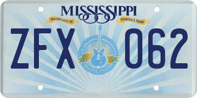 MS license plate ZFX062