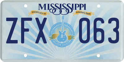 MS license plate ZFX063