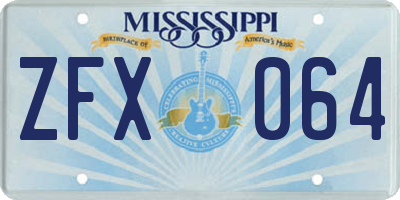MS license plate ZFX064