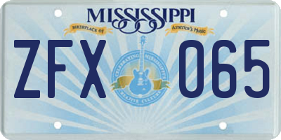 MS license plate ZFX065