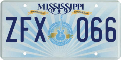 MS license plate ZFX066