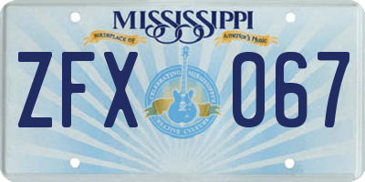 MS license plate ZFX067
