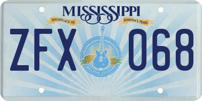 MS license plate ZFX068