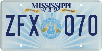 MS license plate ZFX070