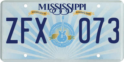 MS license plate ZFX073