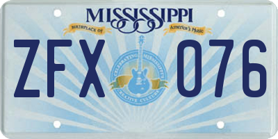 MS license plate ZFX076