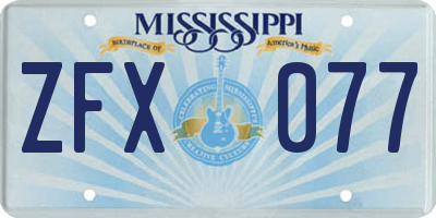 MS license plate ZFX077