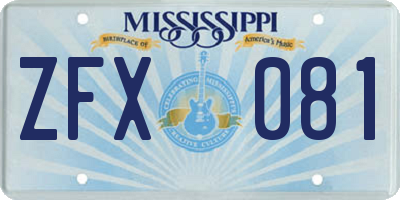 MS license plate ZFX081
