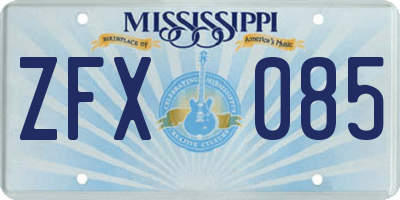MS license plate ZFX085