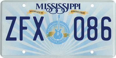 MS license plate ZFX086