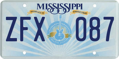 MS license plate ZFX087