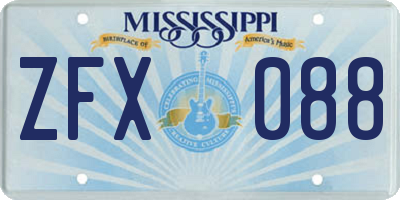 MS license plate ZFX088