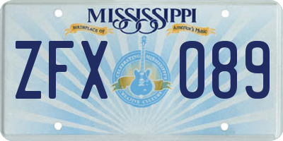 MS license plate ZFX089