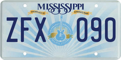 MS license plate ZFX090
