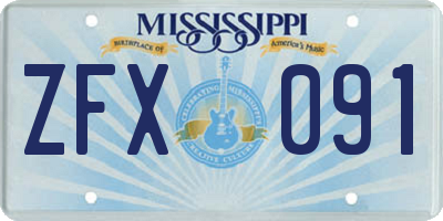 MS license plate ZFX091