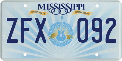 MS license plate ZFX092