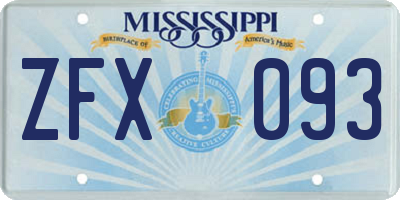 MS license plate ZFX093