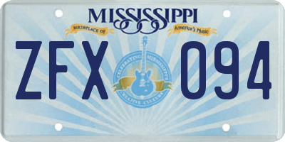 MS license plate ZFX094
