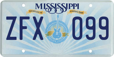 MS license plate ZFX099