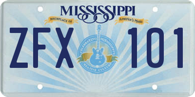 MS license plate ZFX101