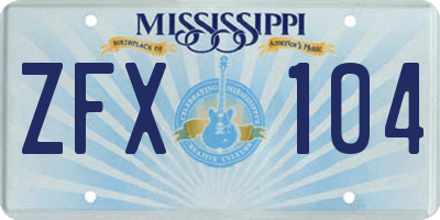 MS license plate ZFX104