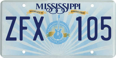 MS license plate ZFX105
