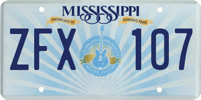 MS license plate ZFX107