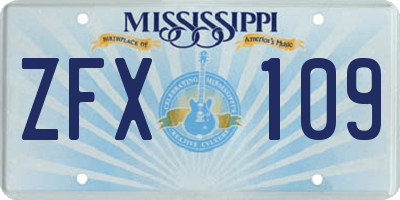 MS license plate ZFX109