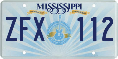 MS license plate ZFX112