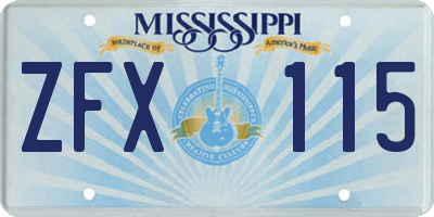 MS license plate ZFX115