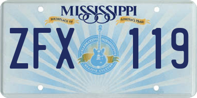 MS license plate ZFX119