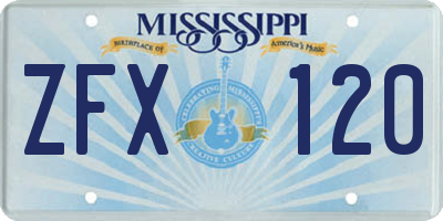 MS license plate ZFX120