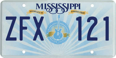 MS license plate ZFX121