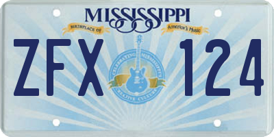 MS license plate ZFX124