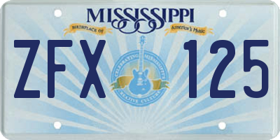 MS license plate ZFX125