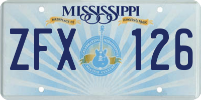 MS license plate ZFX126
