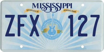 MS license plate ZFX127